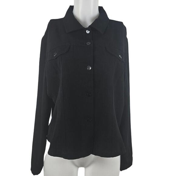 Chico's Design Black Lightweight Shacket Blazer Long Sleeve Women 3/L - Picture 1 of 5
